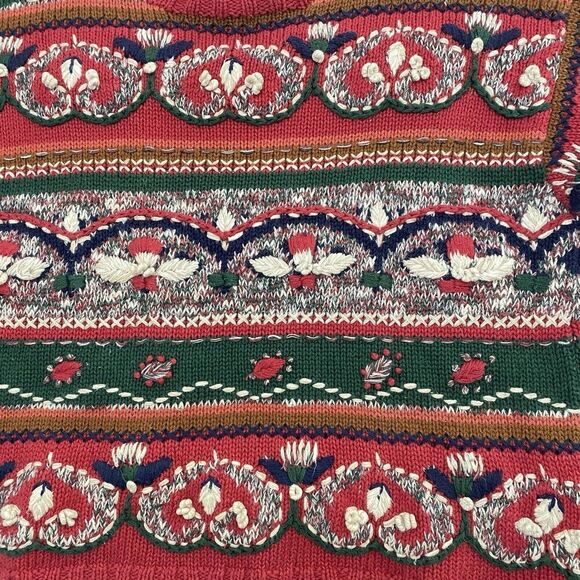 Vtg Van Heusen Handknitted Textured Chunky Knit Sweater Crewneck Womens Medium - Picture 3 of 10